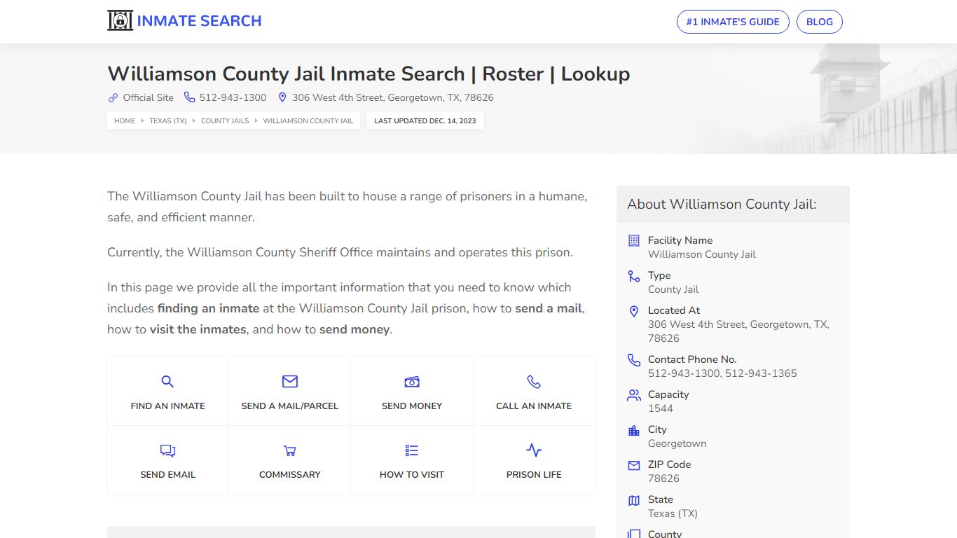 Williamson County Jail Inmate Search | Roster | Lookup